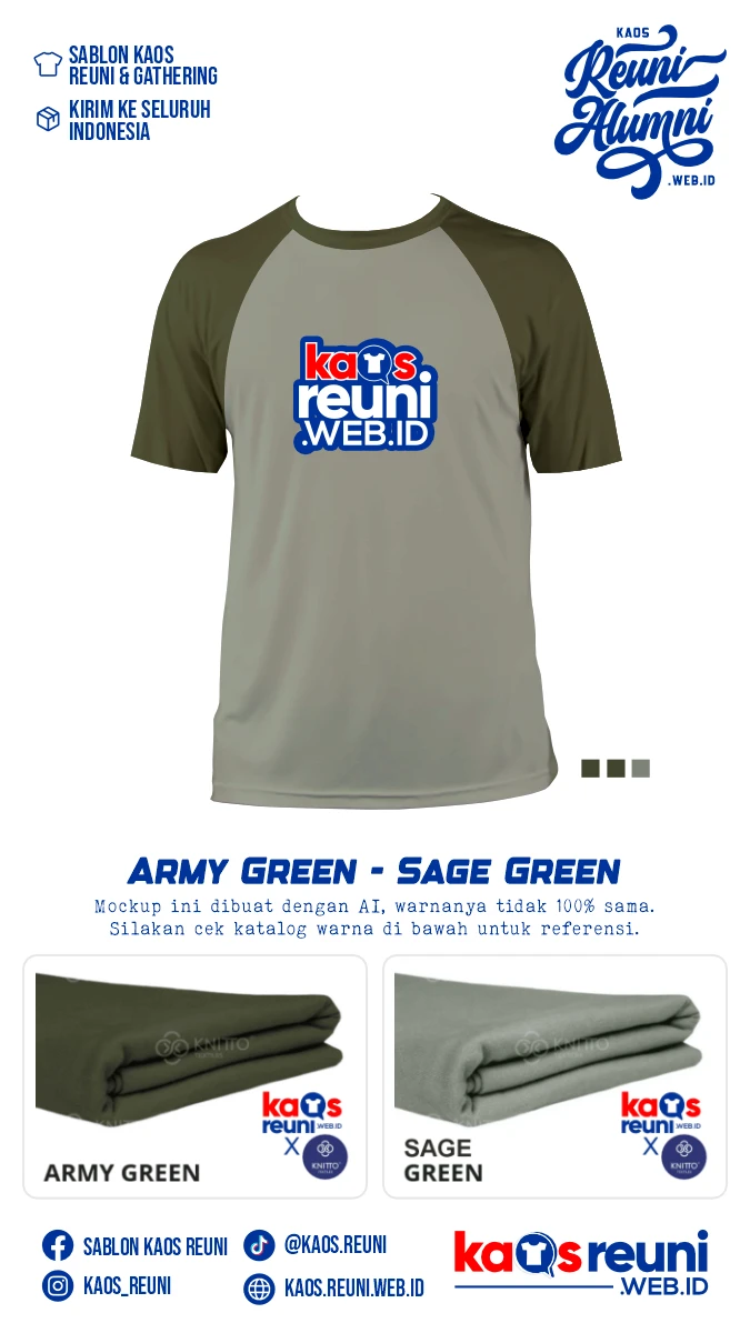 Army Green Sage Green Warna Kain Kaos Reuni Gathering (2)