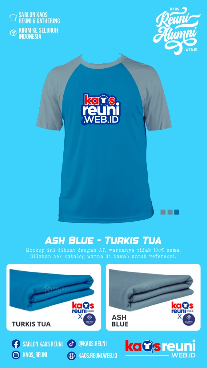 Ash Blue Turkis Tua Warna Kain Kaos Reuni Gathering (2)