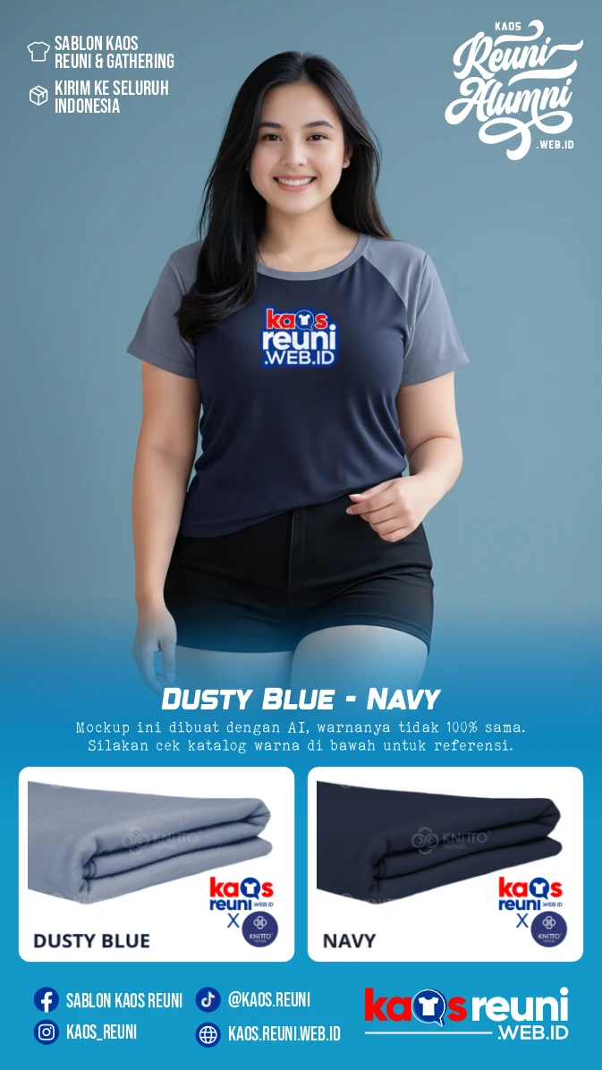 Dusty Blue Navy Warna Kain Kaos Reuni Gathering (4)