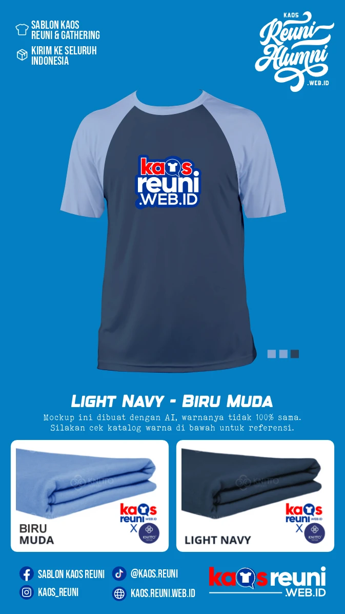 Light Navy Biru Muda Warna Kain Kaos Reuni Gathering (2)