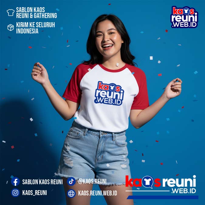 Putih   Merah Cabe   Pink   Kaos Reuni Gathering Raglan (20)