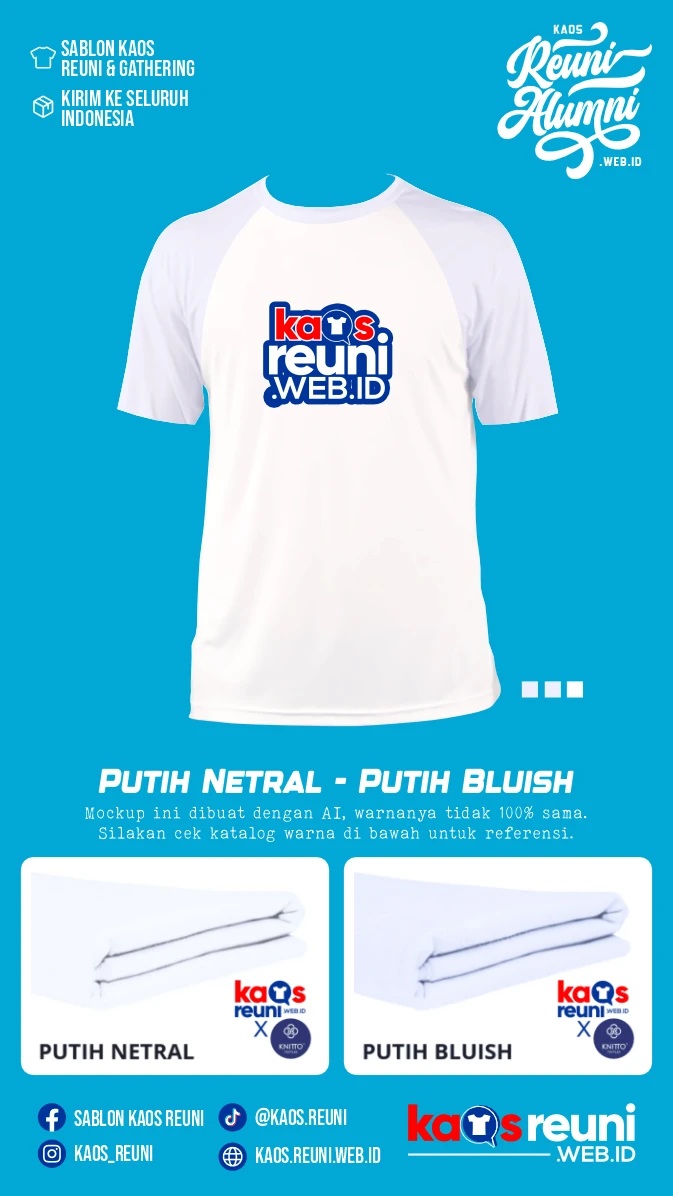 Putih Netral Putih Bluish Warna Kain Kaos Reuni Gathering (2)