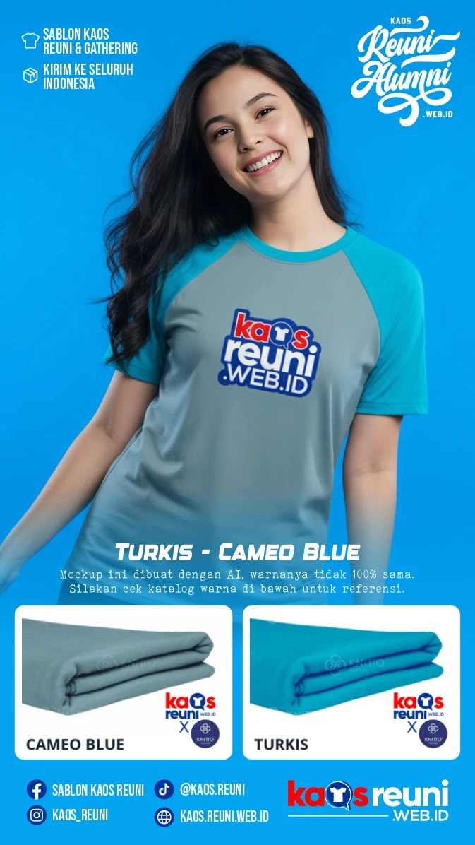 Turkis Cameo Blue Warna Kain Kaos Reuni Gathering (4)
