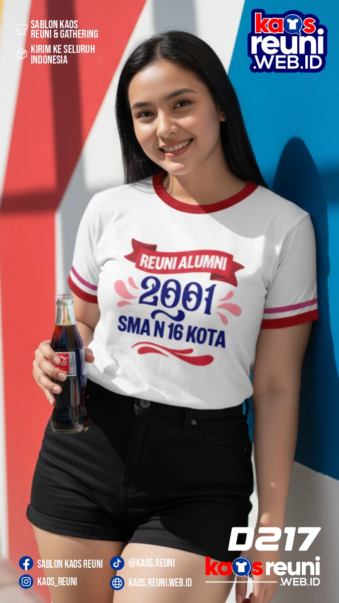 Desain Kaos Reuni 2001 Putih Strip Merah (3)
