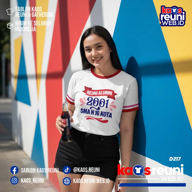 Desain Kaos Reuni 2001 Putih Strip Merah (3)