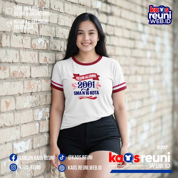 Desain Kaos Reuni 2001 Putih Strip Merah (5)
