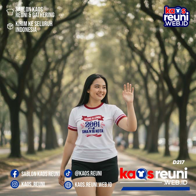 Desain Kaos Reuni 2001 Putih Strip Merah (6)
