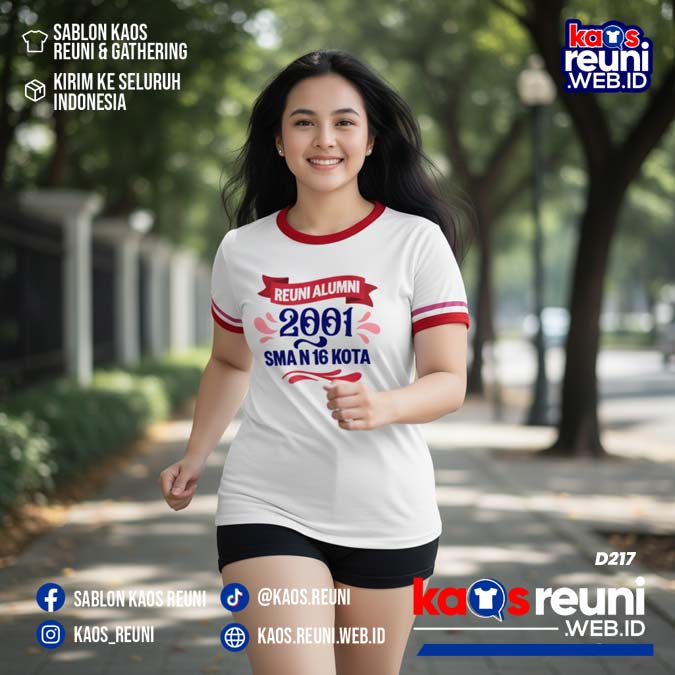 Desain Kaos Reuni 2001 Putih Strip Merah (7)