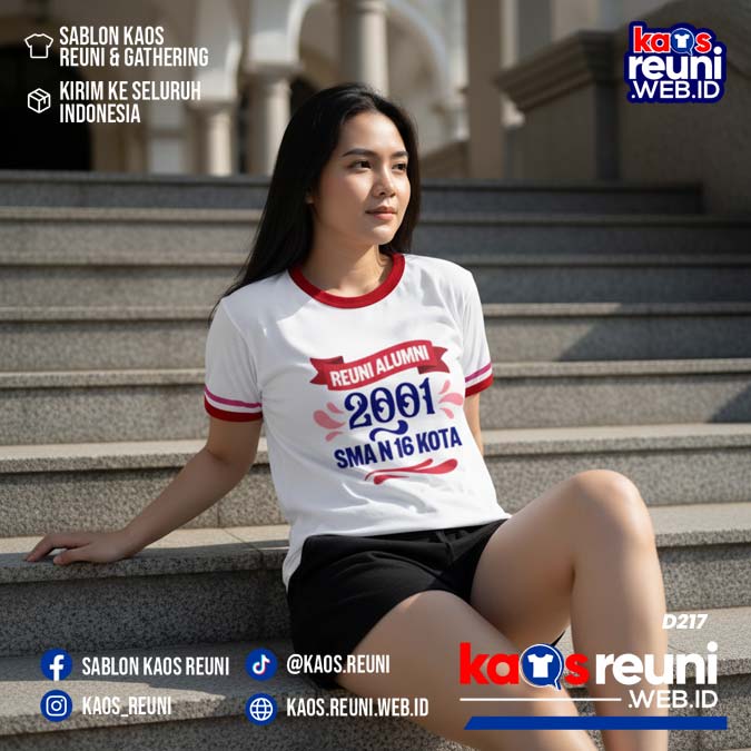 Desain Kaos Reuni 2001 Putih Strip Merah (8)